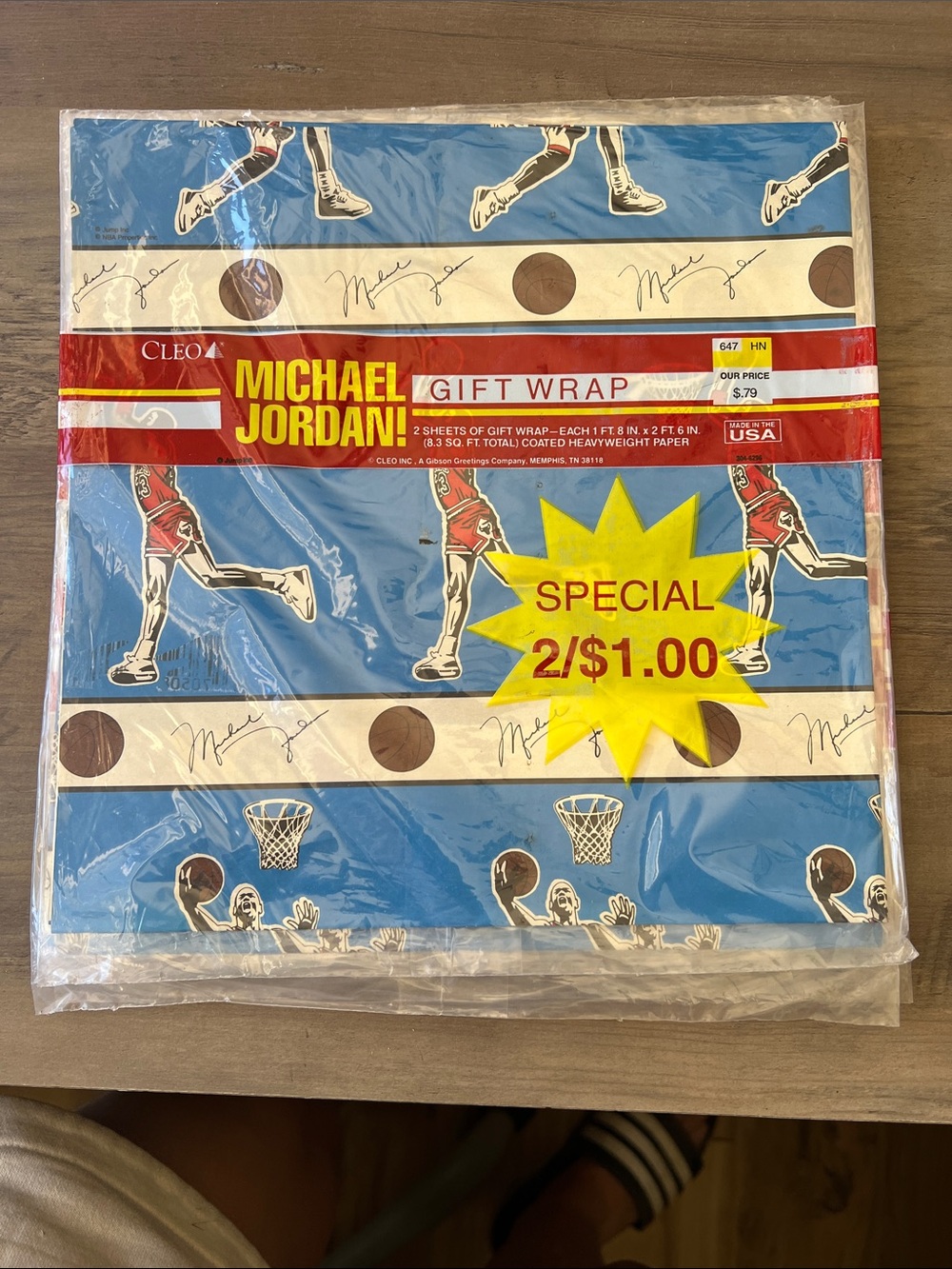 Michael Jordan Vintage Gift Wrap - Blue Basketball Design